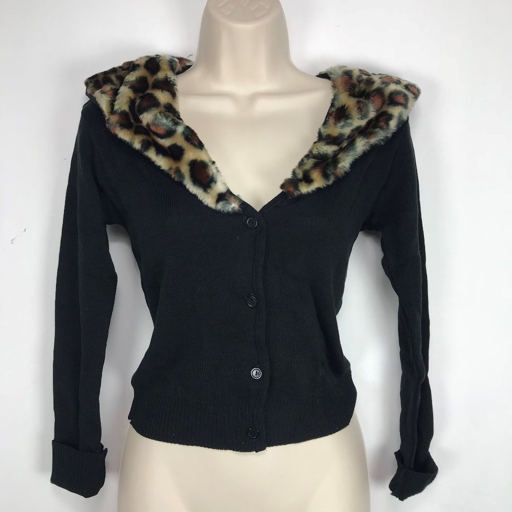 Rockabilly Cardigan with Leopoard Collar NWT LARGE